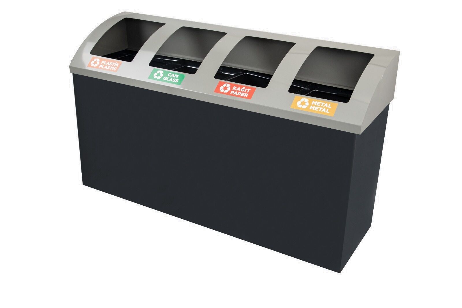 Siyah Geri Dönüşüm Kovası Oval Kapak 4'lü