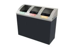 Siyah Geri Dönüşüm Kovası Oval Kapak 3'lü