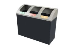 Siyah Geri Dönüşüm Kovası Oval Kapak 3'lü