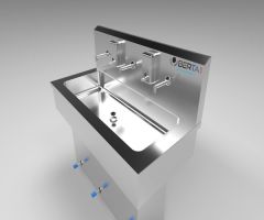 Üç Kişilik Ayaktan Pedallı El Yıkama Evyesi