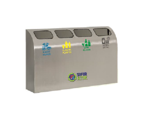 Duvar Tipi Paslanmaz Geri Dönüşüm Seti 4'lü