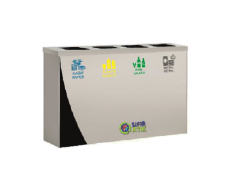 Paslanmaz Geri Dönüşüm Çöp Kovası 4'lü