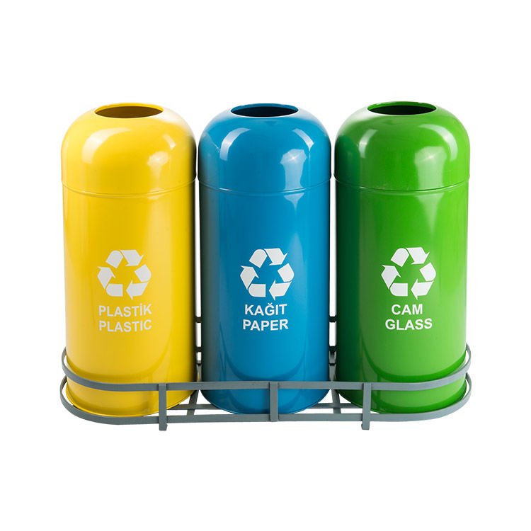 Sıfır Atık Çöp Kovaları Renkli Boyalı 3'lü