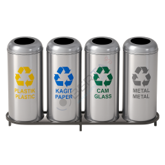 Paslanmaz Geri Dönüşüm Atık Kovası 4'lü