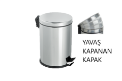 Pedallı Çöp Kovası Amortisörlü Yavaş Kapanan Boy Seçenekli