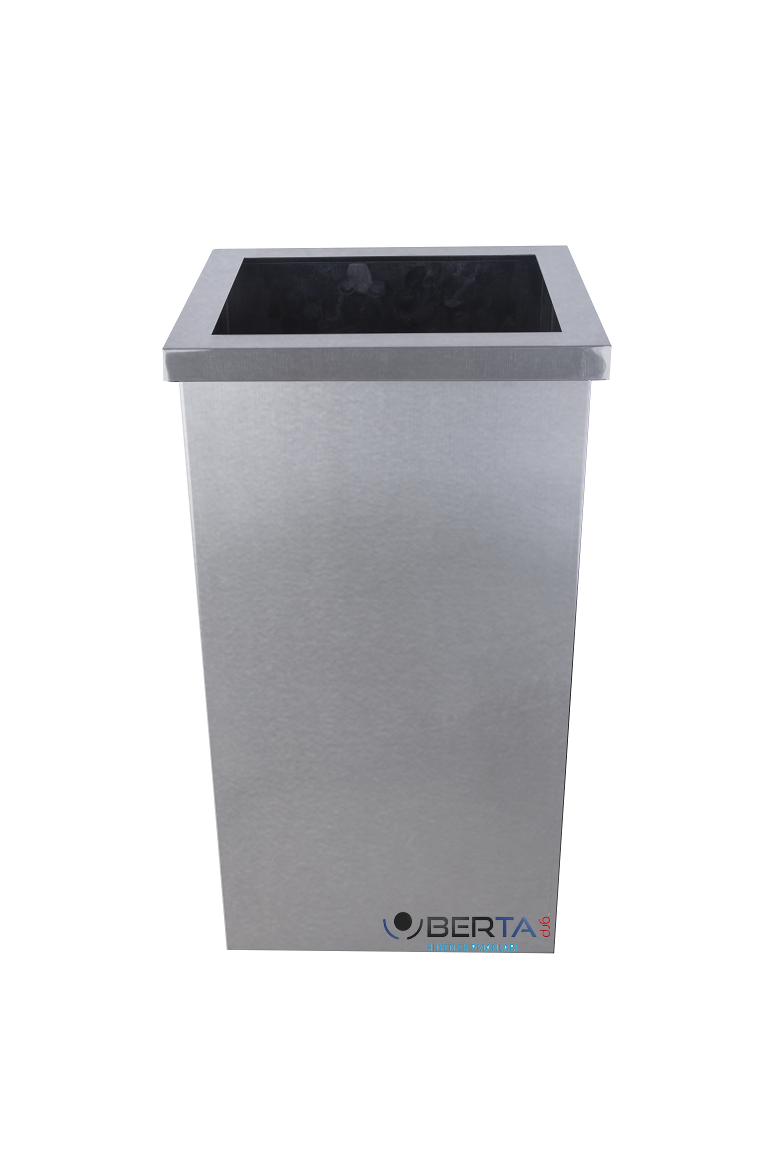 Paslanmaz Çöp Kovası Açık Kapak 36 Litre