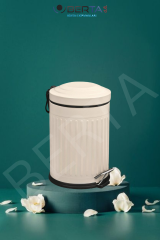 Vintage Krem Çöp Kovası Amortisörlü Kapak Çizgili Lüks Model 5lt