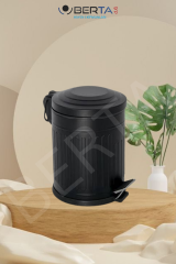 Vintage Banyo Seti Siyah Çöp Kovası 5lt Tuvalet Fırçası Lüks Model