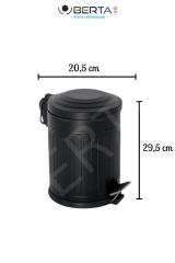 Vintage Banyo Seti Siyah Çöp Kovası 5lt Tuvalet Fırçası Lüks Model