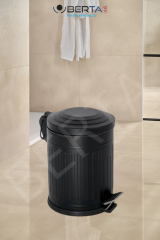 Vintage Banyo Seti Siyah Çöp Kovası 5lt Tuvalet Fırçası Lüks Model