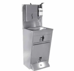 Sırtlı Çöp Kovalı Havluluklu Sabunluklu Ayaktan Kumandalı El Yıkama Evyesi