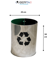 İki Bölmeli Geri Dönüşüm Kovası - 2 İç Hazne Tek Kova - Paslanmaz Çelik