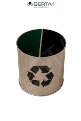 İki Bölmeli Geri Dönüşüm Kovası - 2 İç Hazne Tek Kova - Paslanmaz Çelik