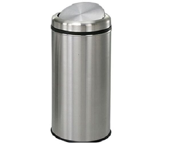 Mat Döner Kapaklı Çöp Kovası 38lt Paslanmaz