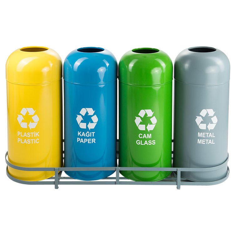 Sıfır Atık Çöp Kovaları Renkli Boyalı 4'lü