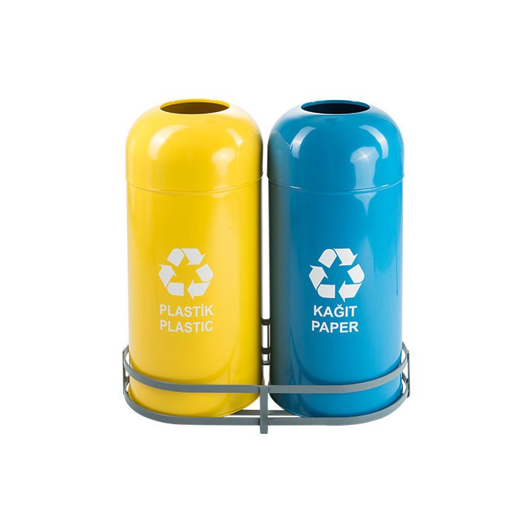 Sıfır Atık Çöp Kovaları Renkli Boyalı 2'li