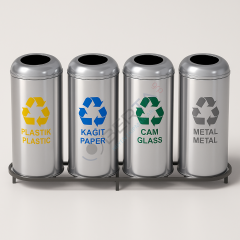 Paslanmaz Geri Dönüşüm Atık Kovası 4'lü
