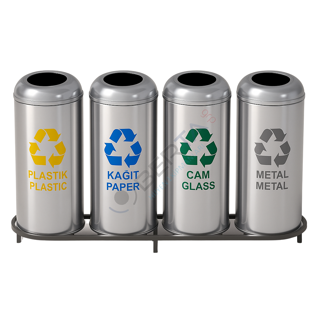 Paslanmaz Geri Dönüşüm Atık Kovası 4'lü