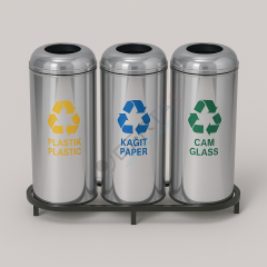Paslanmaz Geri Dönüşüm Atık Kovası 3'lü