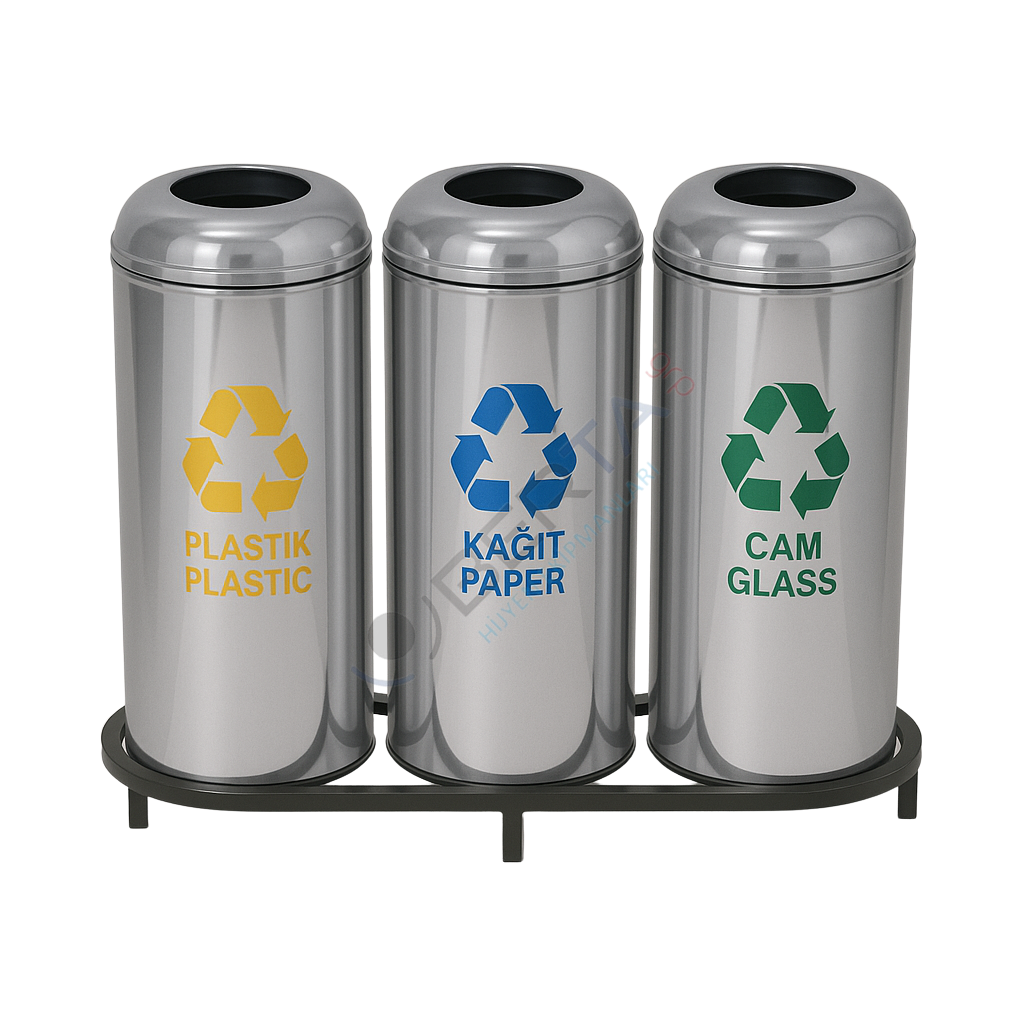 Paslanmaz Geri Dönüşüm Atık Kovası 3'lü