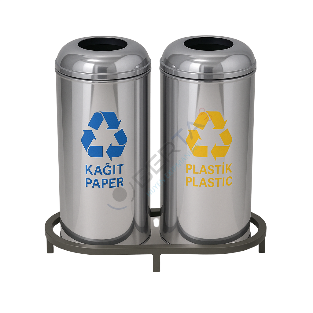 Paslanmaz Geri Dönüşüm Atık Kovası 2'li