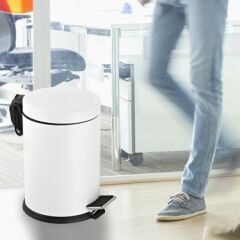 Beyaz 2'li Çöp Kovası Banyo Seti Klozet Fırçası