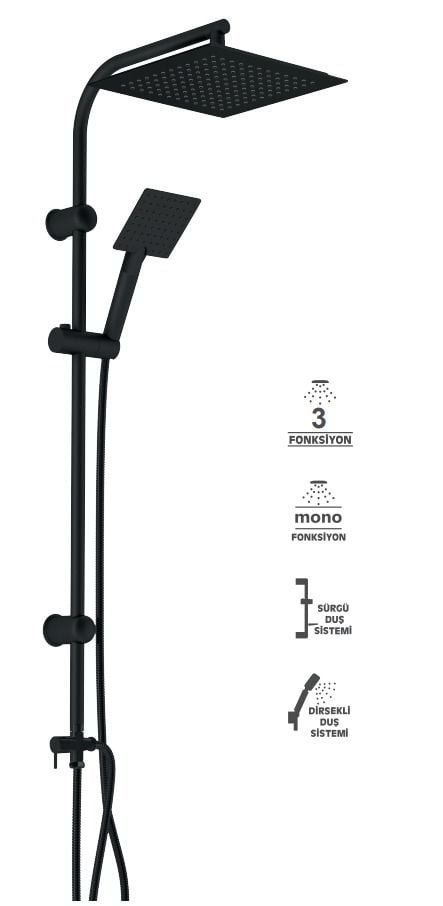 Robot Puma Black Duş Başlığı Sistemi Siyah