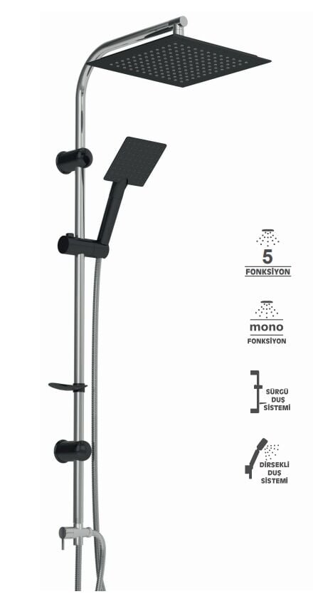 Panda Black Robot Duş Sistemi 5 Fonksiyonlu Masaj Özellikli Siyah